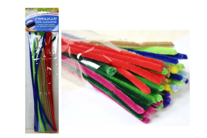 Chenille Stems Pk 50 10 Colours